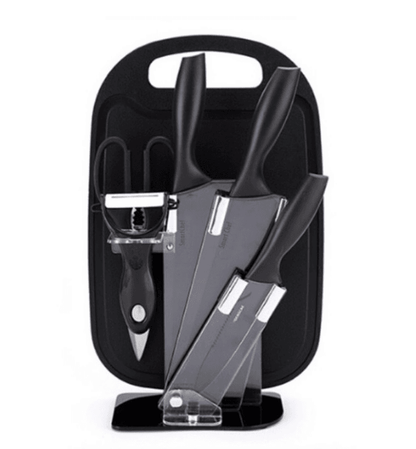 Kitchen Knife Set with Cutting Board (7 pcs)(Red) - DMC Wholesale