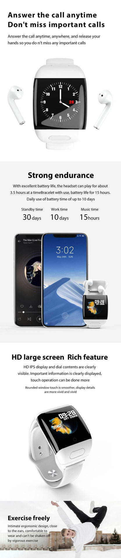 Smart Watch with Wireless Earbuds - DMC Wholesale