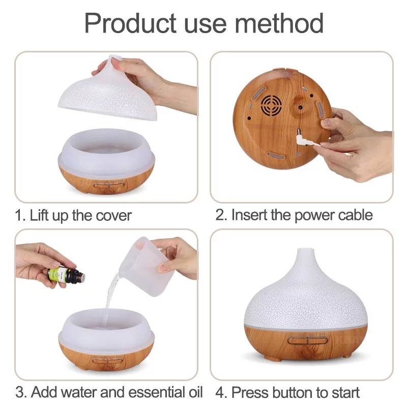 Ultrasonic Air Humidifier Essential Oil Diffuser (550ml)
