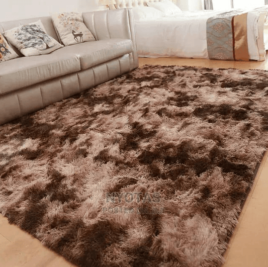 Colourful Fluffy Shag Runner (Two Tone Brown) - DMC Wholesale