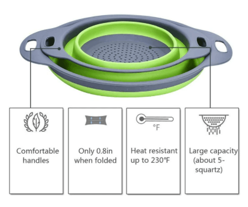 Collapsible Filter Basket Colanders (2 pcs) - DMC Wholesale