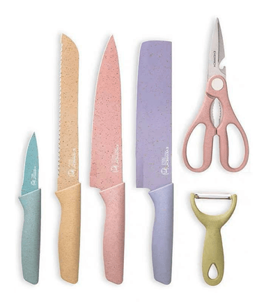 Pastel Corrugated Kitchen Knife Set (6 pcs) - DMC Wholesale